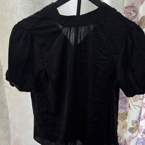 Black Puff Sleeve Women's Top